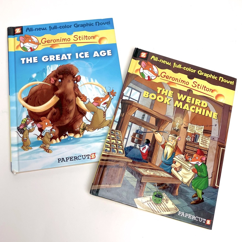 Geronimo Stilton Graphic Novels Bundle Hardcovers Great Ice Age + Book Machine